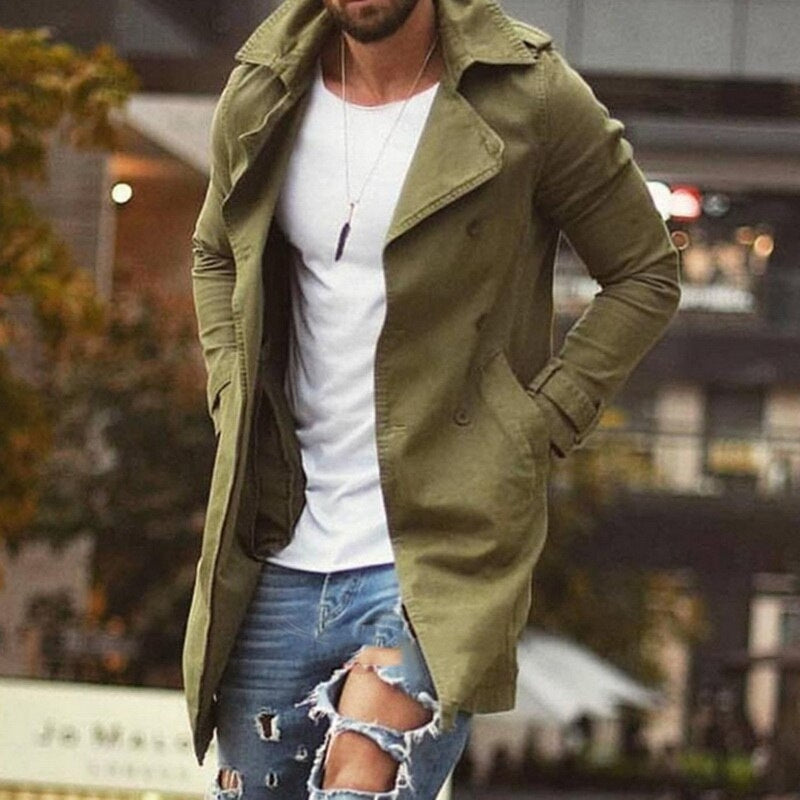 Joseph - Long Sleeve Full-Length Coat with Button Closure and Multiple Side Pockets