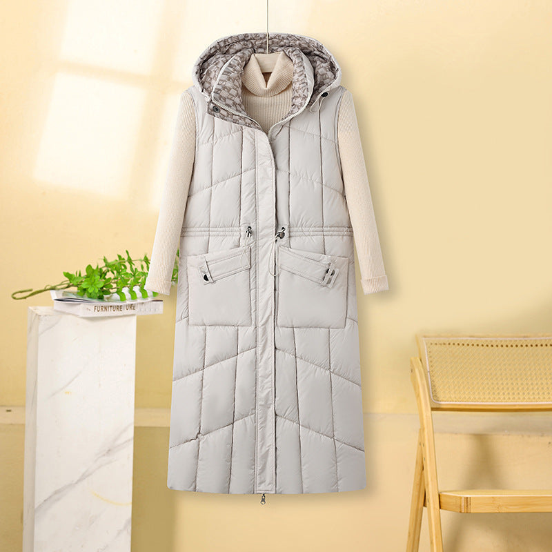 Rebecca - Double-Sided Quilted Long Jacket with Side Pockets
