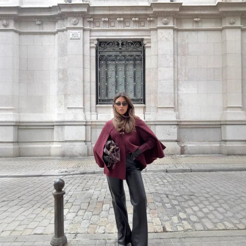Taliah – Veste coupe ample avec col rond et boutons décoratifs