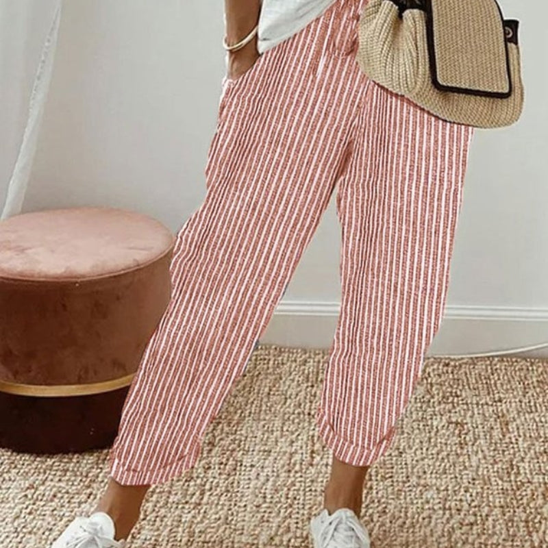 Women’s Striped Pants with Drawstring