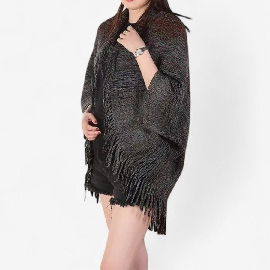 Maya - Cardigan tip capă cu design cu ciucuri