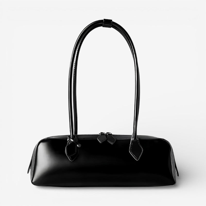 Grace – Geantă subțire cu mâner și dublu fermoar | Mâner superior pentru transport ușor | Design compact și practic | Mărime standard | Negru