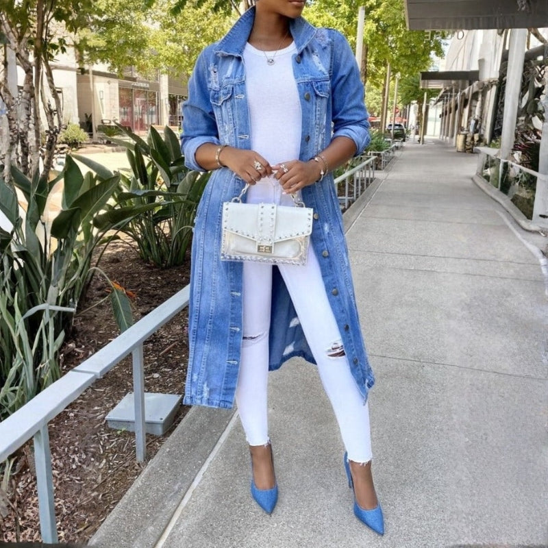 Freya – Long Button Jacket With Long Sleeve And Pocket