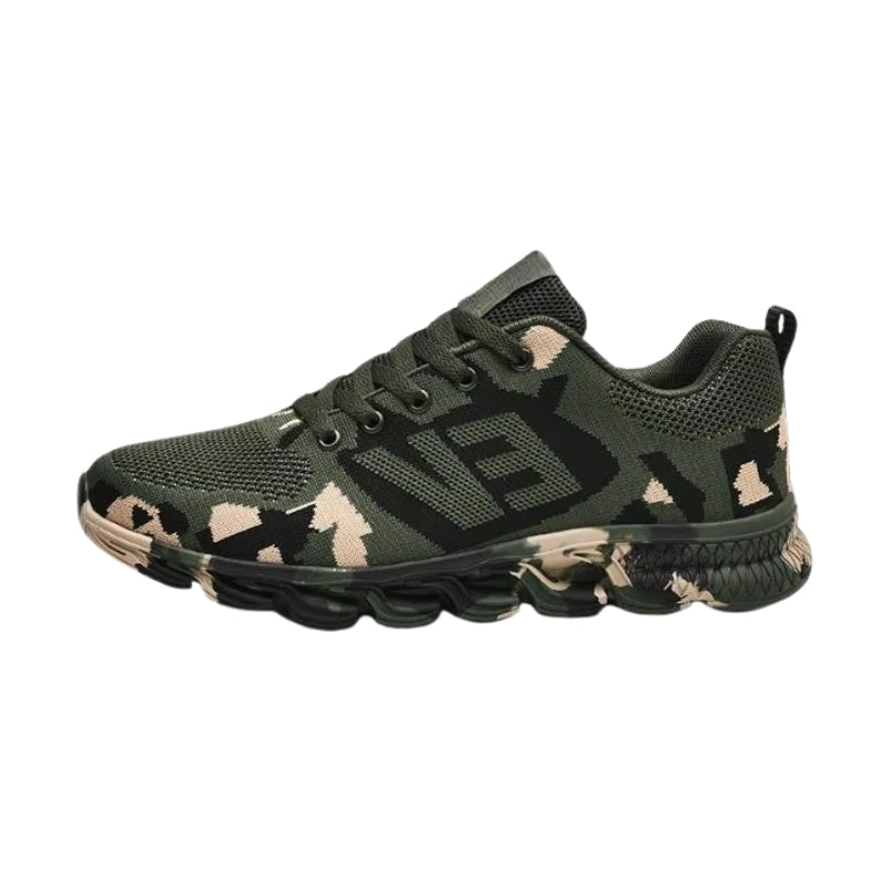 CamoFlex – Oddychające sneakersy z wzorem kamuflażu i sznurowaniem