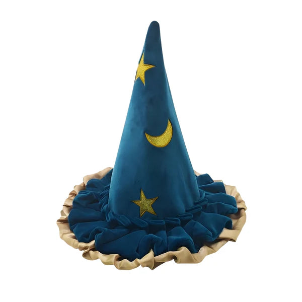 Elara - Halloween Witch Hat – Pointed Top with Wide Brim (Blue)