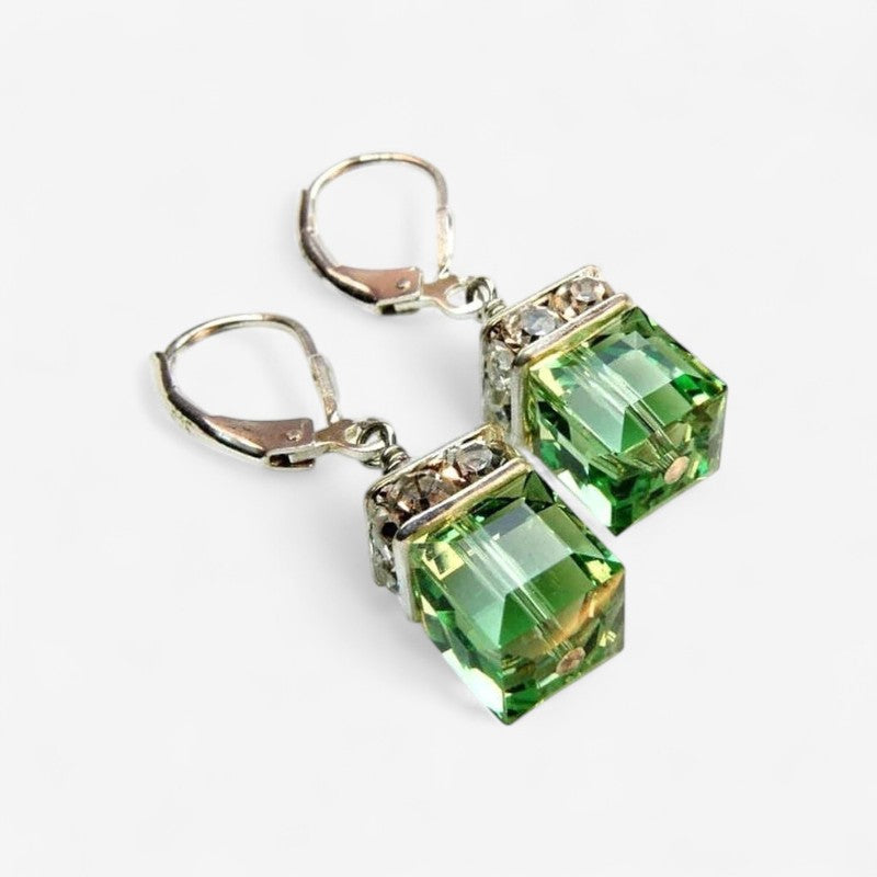 Lina - Dangle Earrings with Square-Shaped Decorative Accent