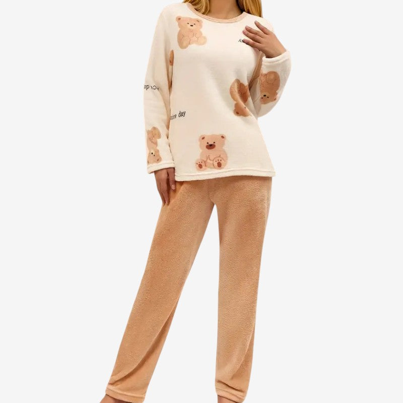 Ophelia – Set două piese cu cămașă cu imprimeu și guler rotund și pantaloni evazați