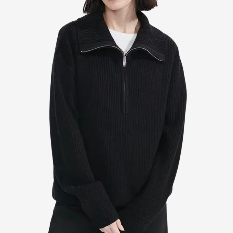 Aria - Half zipper sweater with stripe design