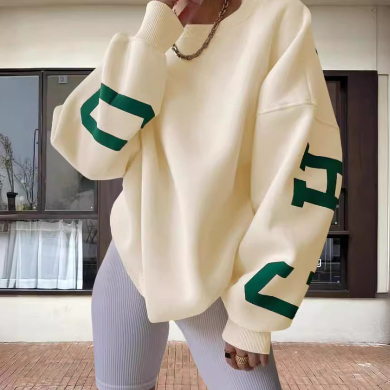 Farrah - Pull oversize à manches longues avec col rond