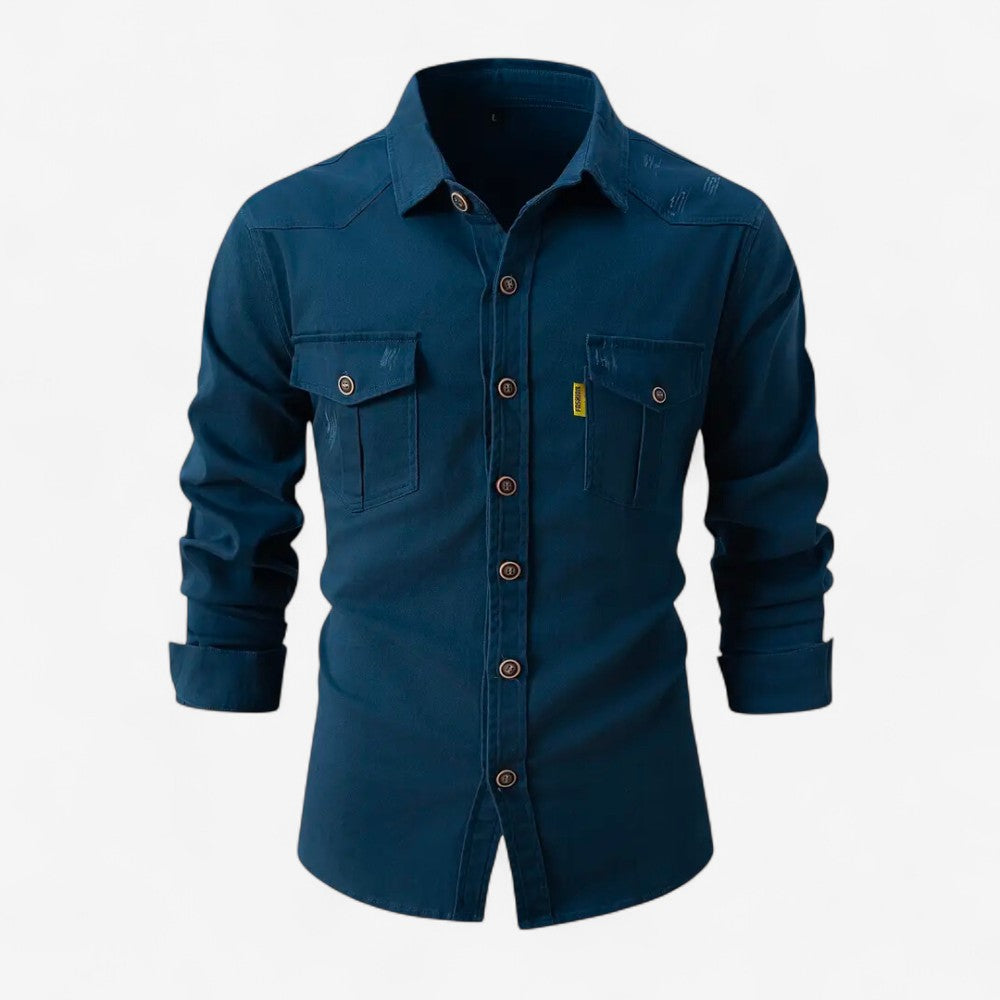 Frank - Chemise à manches longues avec détails usés et poches poitrine
