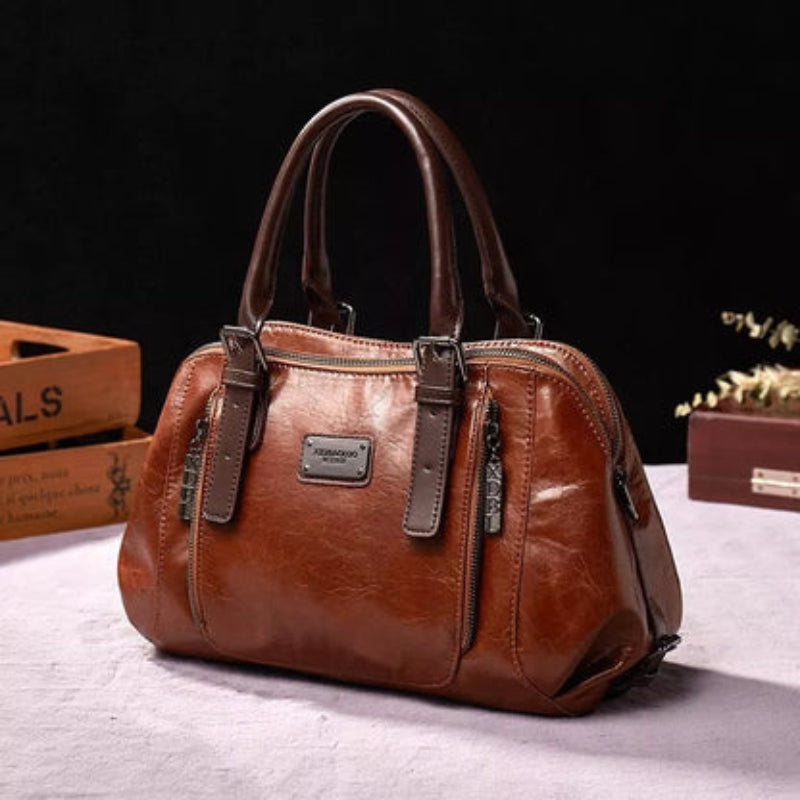 Willow – Sac à bandoulière avec sangle réglable et fermeture éclair | Compartiment principal pour un rangement organisé | Léger pour un usage quotidien | Taille standard | Marron, Vert, Rouge