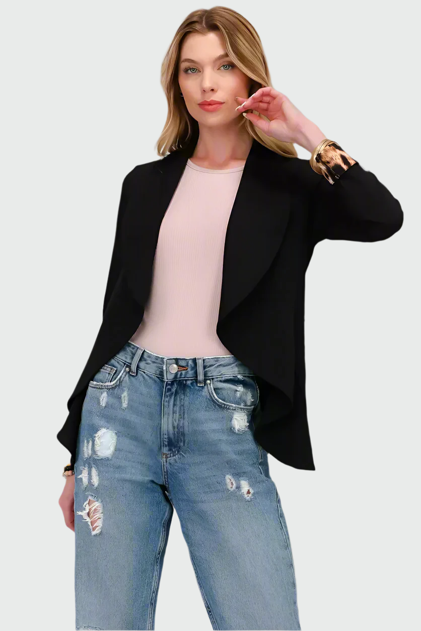 Amara - Modern open-front blazer with rolled-up sleeves and comfortable fit