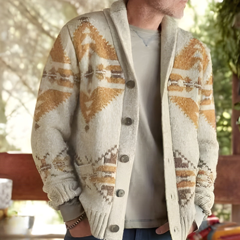 Harry – Cardigan imprimat cu mânecă lungă și nasturi