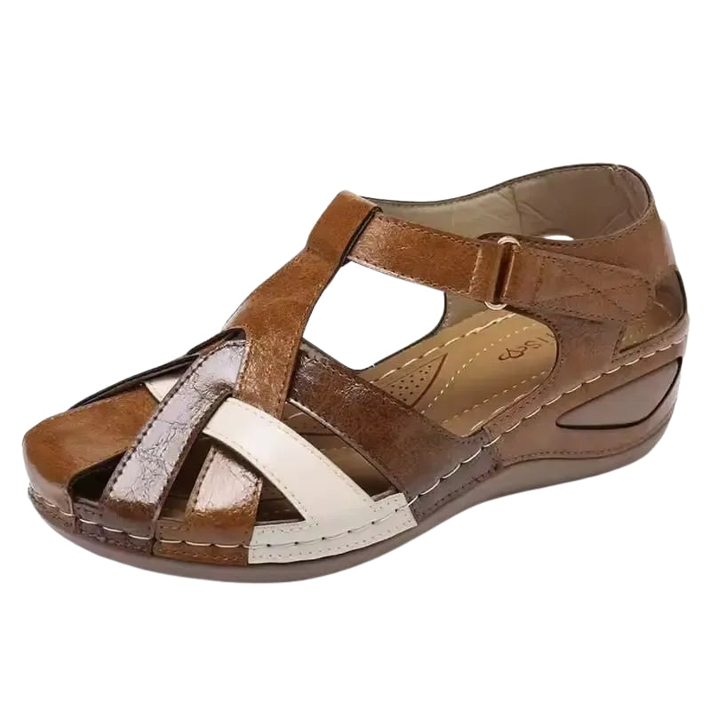 Lena - Sandales compensées à bout rond avec fermeture velcro