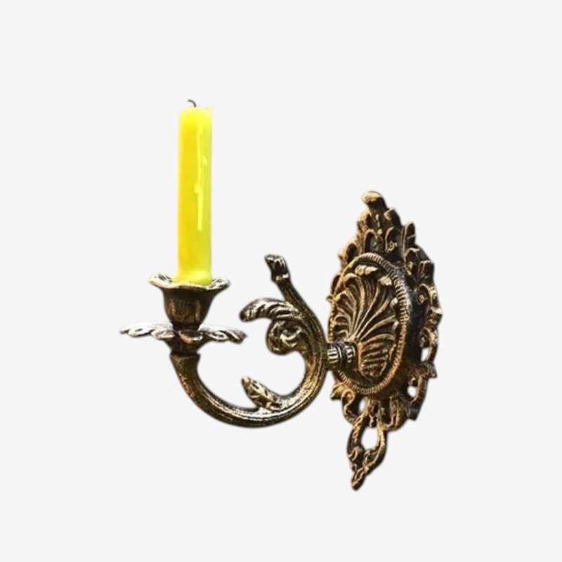OrnateFlame - Wall Sconce With Forged Iron Design For Taper Candle