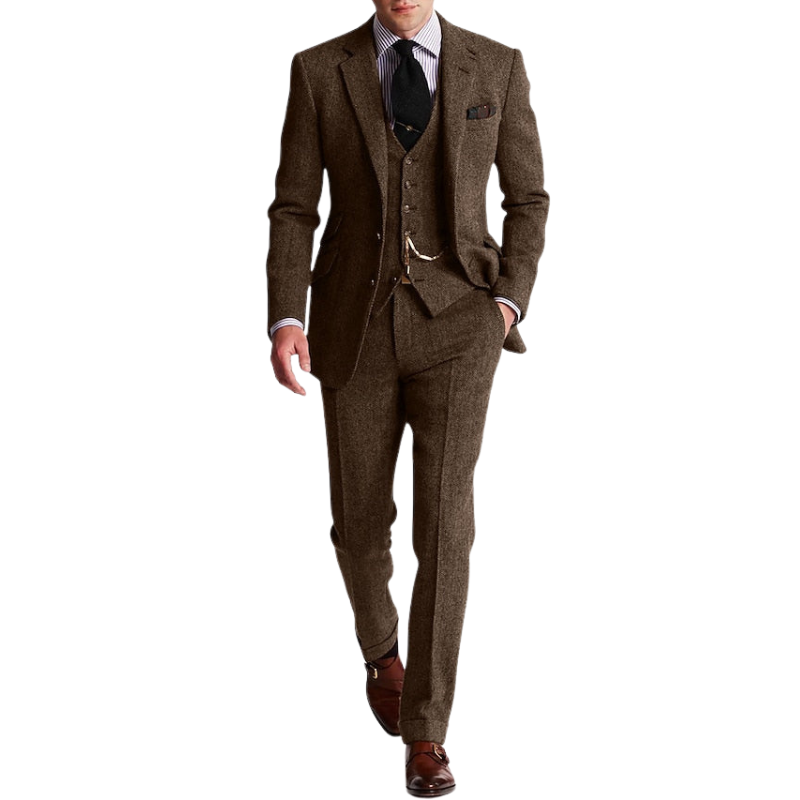 James – 3dílný slim fit oblek s dlouhým rukávem a širokými nohavicemi