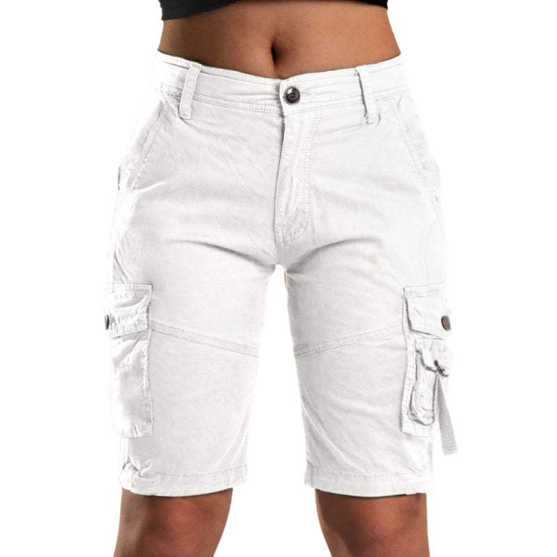 Lena – Pantaloncini Cargo Donna Flessibili con Vita Regolabile e Tasche Portaoggetti
