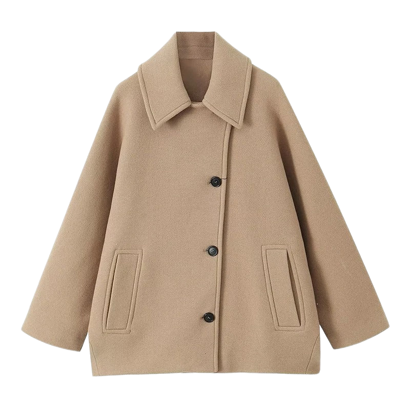 Harper – Cappotto oversize con chiusura a bottoni, colletto e tasche frontali