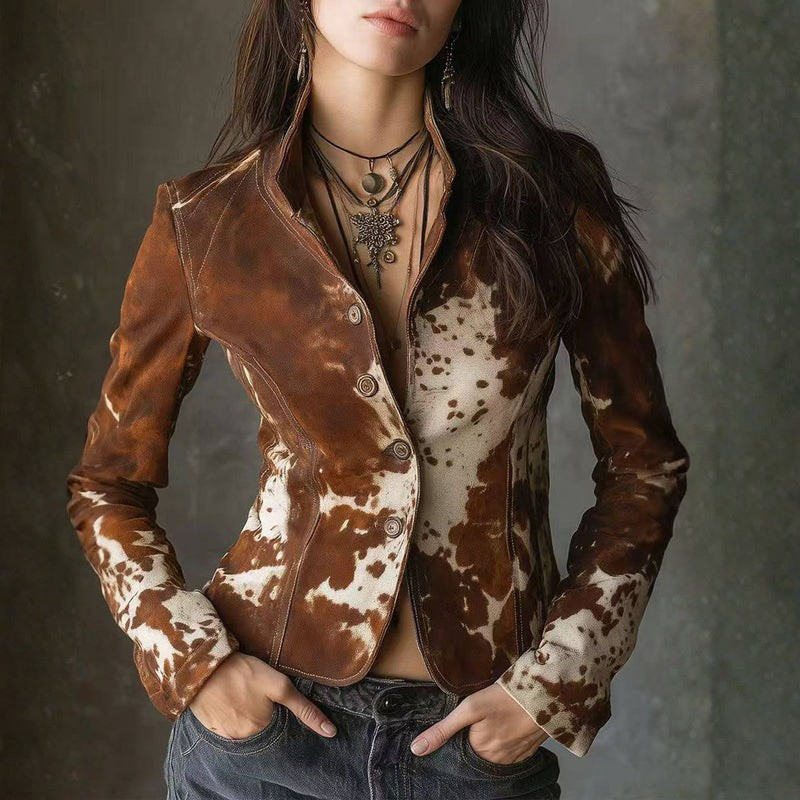 Lana - Blazer a maniche lunghe con collo alla coreana