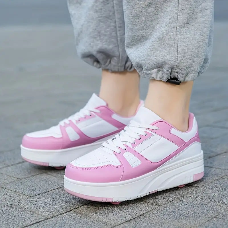 WheelMate – Sneakersy z okrągłym noskiem, sznurowaniem i wbudowanymi kółkami