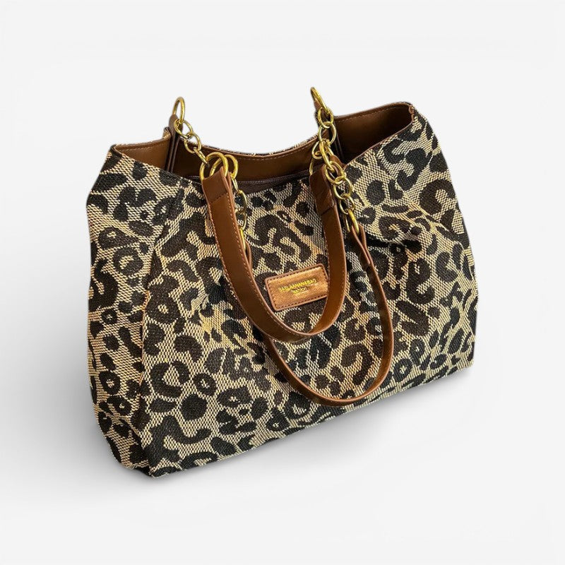 Olivia – Large Capacity Leopard Print Shoulder Bag | Adjustable Strap for Comfortable Wear | Durable Everyday Design | Standard Size | Khaki