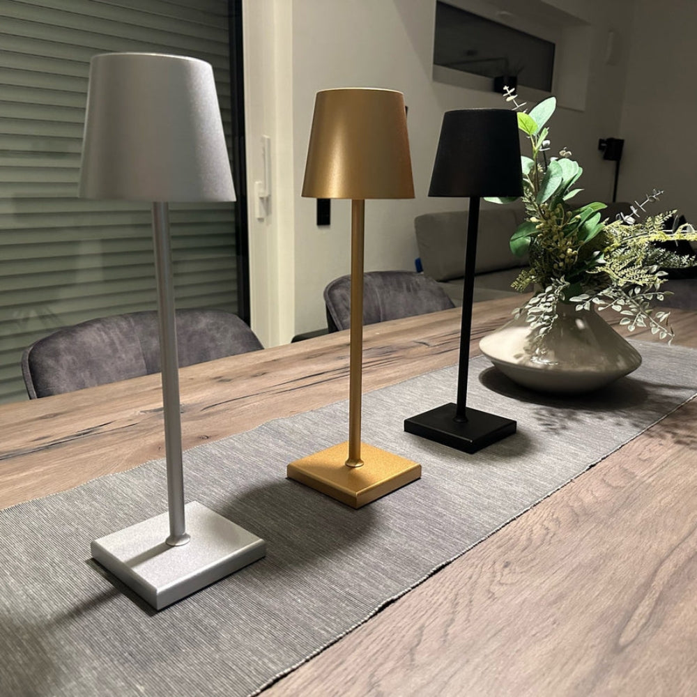 LumiGlow - Modern wireless table lamp with adjustable brightness and sleek design