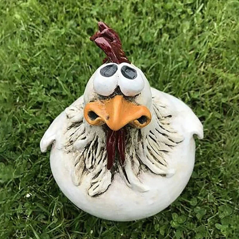 GardenPeep - Figurka kurczaka do ogrodu o uroczym wyrazie i zabawnym wzornictwie