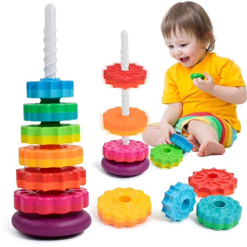 TumbleTwirls – Turn de stivuire cu discuri rotative și acțiune de rotație pentru copii mici