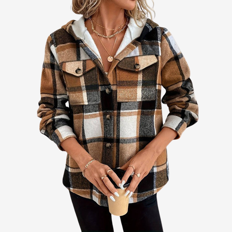 Brooklyn - Manteau à manches longues avec capuche et fermeture à boutons