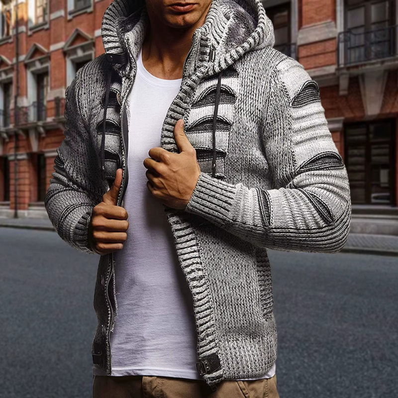 Mark - Long Sleeve Hooded Cardigan with Button Closure