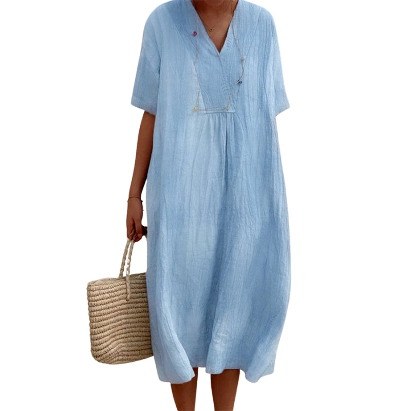 Mia - Robe moderne à manches courtes et col en V