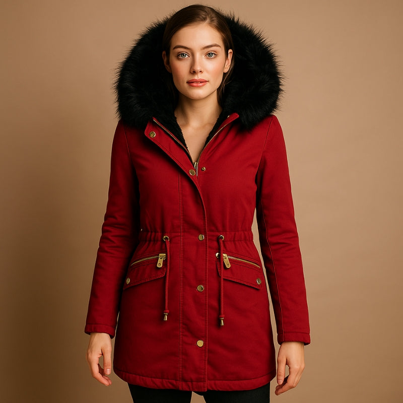 Fiona - Giacca con Cappuccio a Maniche Lunghe, Chiusura con Bottoni e Zip