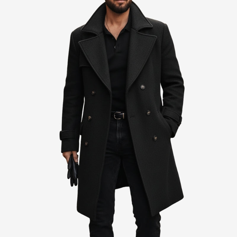 Mark - Long Sleeve Coat With Button Closure And Side Pockets