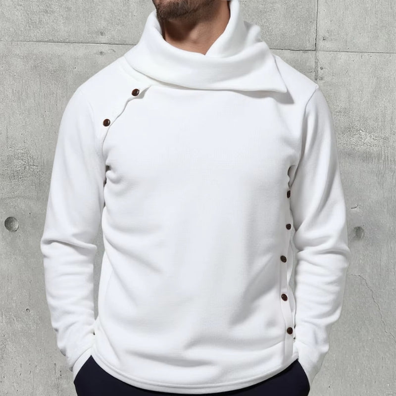 Milan - Maglione a maniche lunghe con collo alto e dettaglio con bottoni