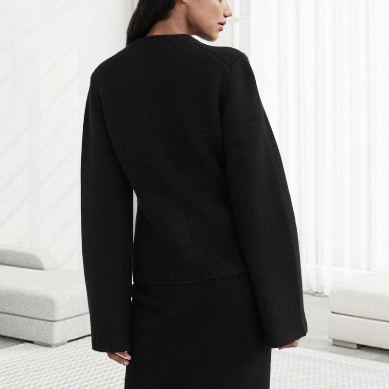 Penelope – Cardigan con maniche lunghe, scollo rotondo e bottoni