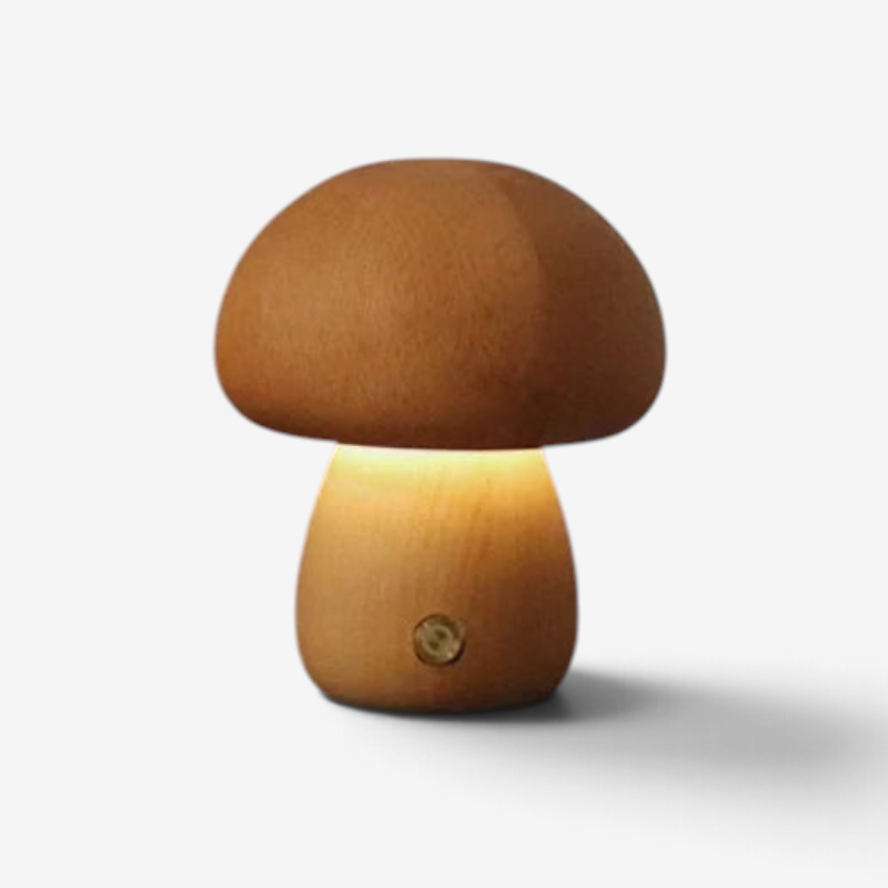 Mushwood - Lámpara de mesa de madera con diseño de seta