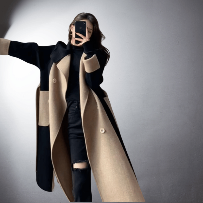 Cappotto a maniche lunghe dritto con colletto a rever