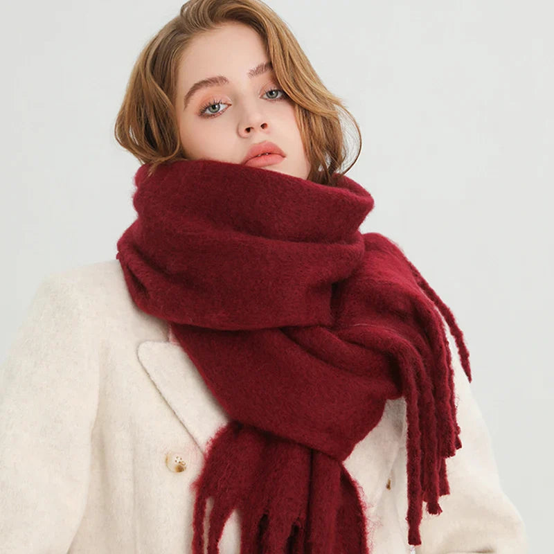 Dominic - Sciarpa Grande con Frange | Facile da Drappeggiare e Stilizzare | Taglia Standard | Vari Colori (Verde, Rosa, Marrone)