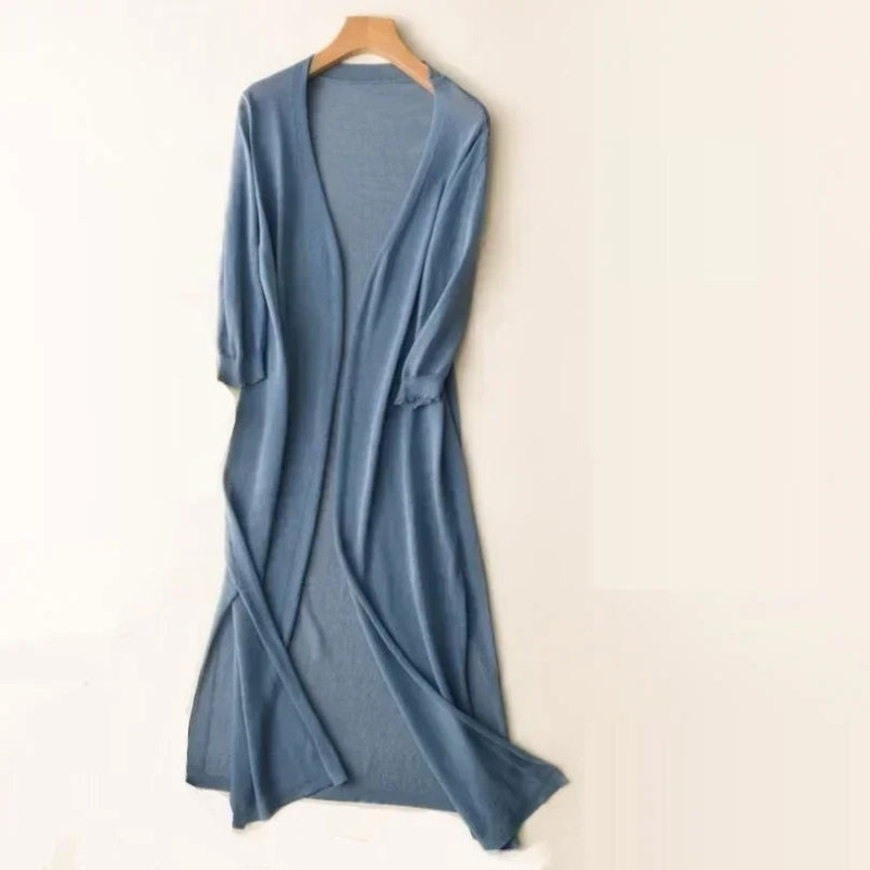 Cardigan lungo aperto davanti donna, modello ampio
