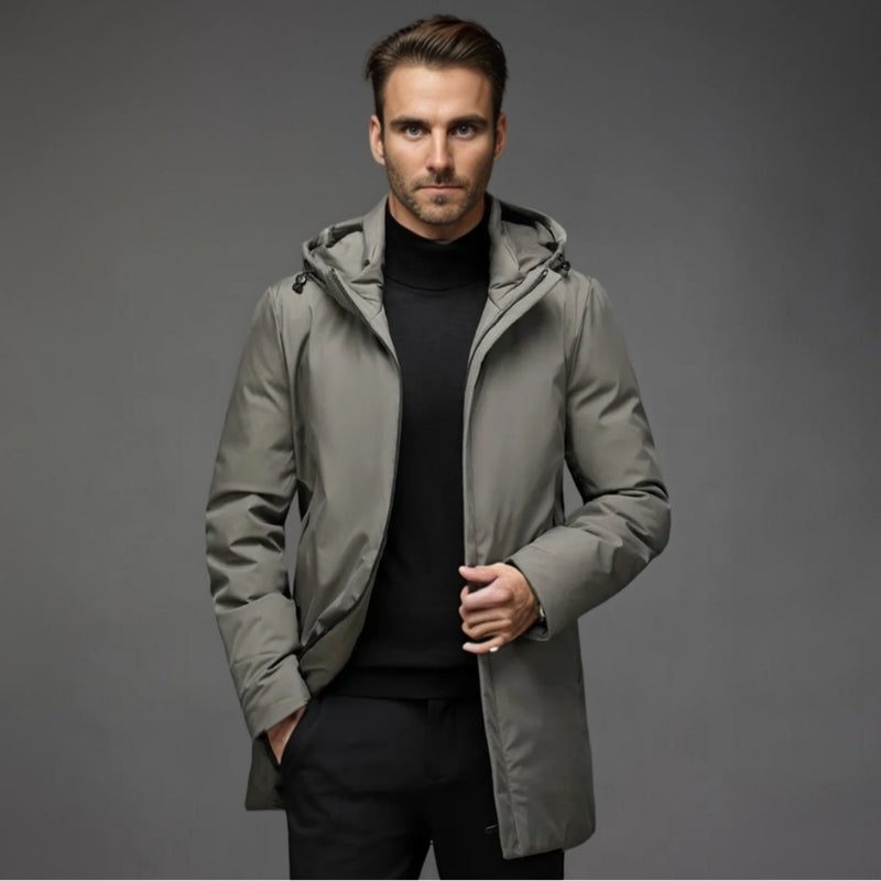 David - Jachetă matlasată cu glugă și închidere cu fermoar | Buzunare laterale pentru esențiale | Mărimi S–3XL | Negru, Gri