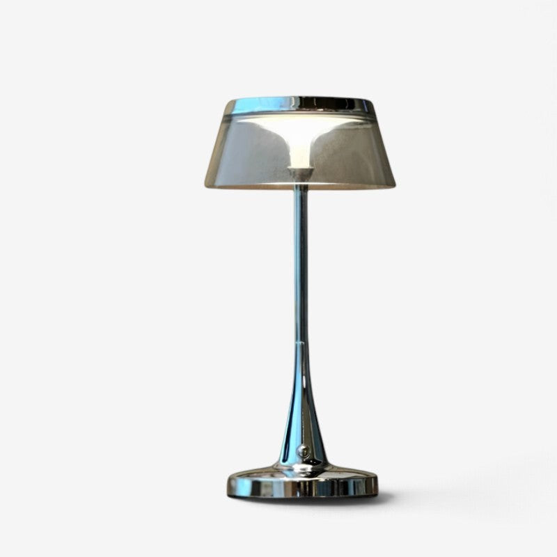 CrystalBase - Candeeiro de mesa com abat-jour em acrílico e base metálica