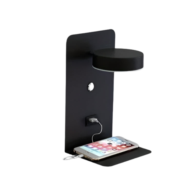 DazzleShelf – Lampe de chevet minimaliste rechargeable avec étagère et port USB