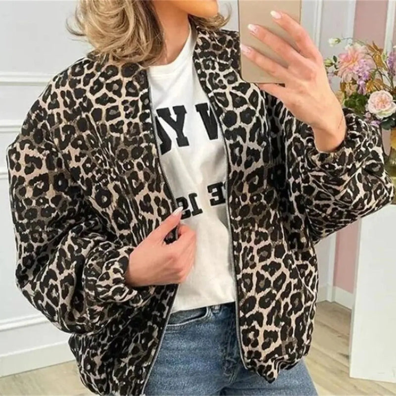 Michelle - Veste à manches longues avec fermeture éclair et motif imprimé
