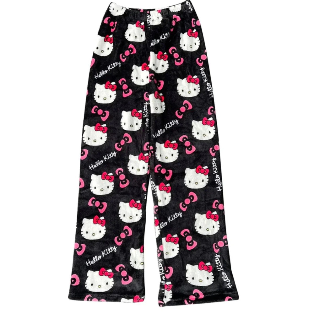Grace - Pantalon ludique à imprimé chat avec coupe décontractée et taille élastique
