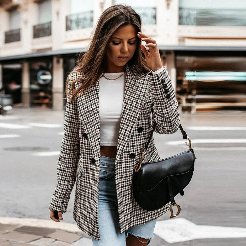 Nancy – Blazer a Maniche Lunghe con Chiusura a Bottoni e Tasche