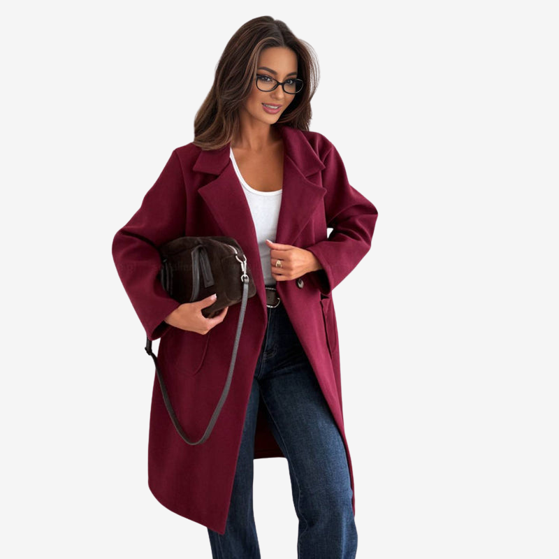 Zariah - Long Sleeve Coat with Button Closure