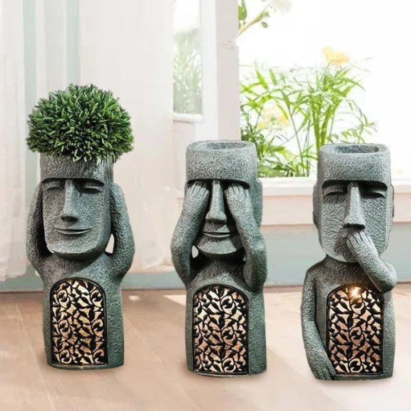 GlowPot – Artistic flower pot sculpture with solar LED