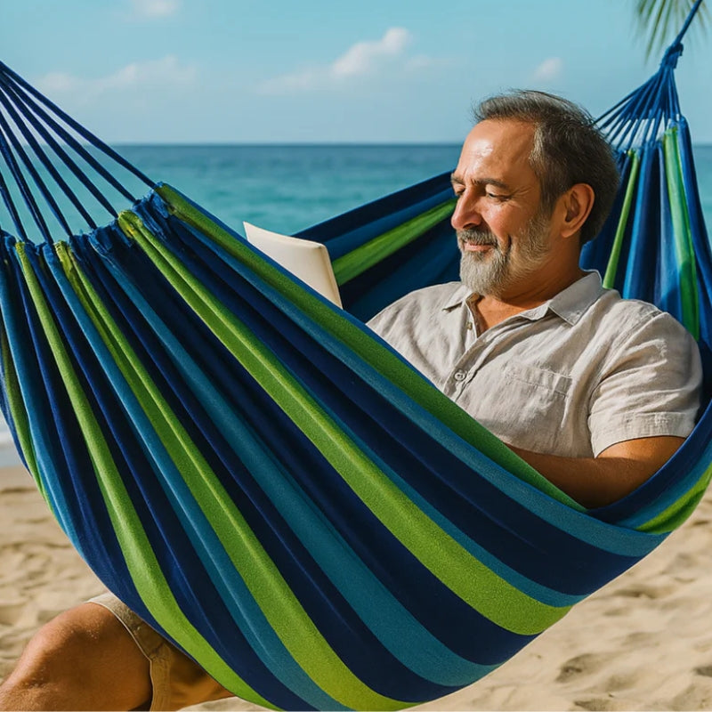 FoldEase – Striped Hammock with Foldable and Non-Slip Design