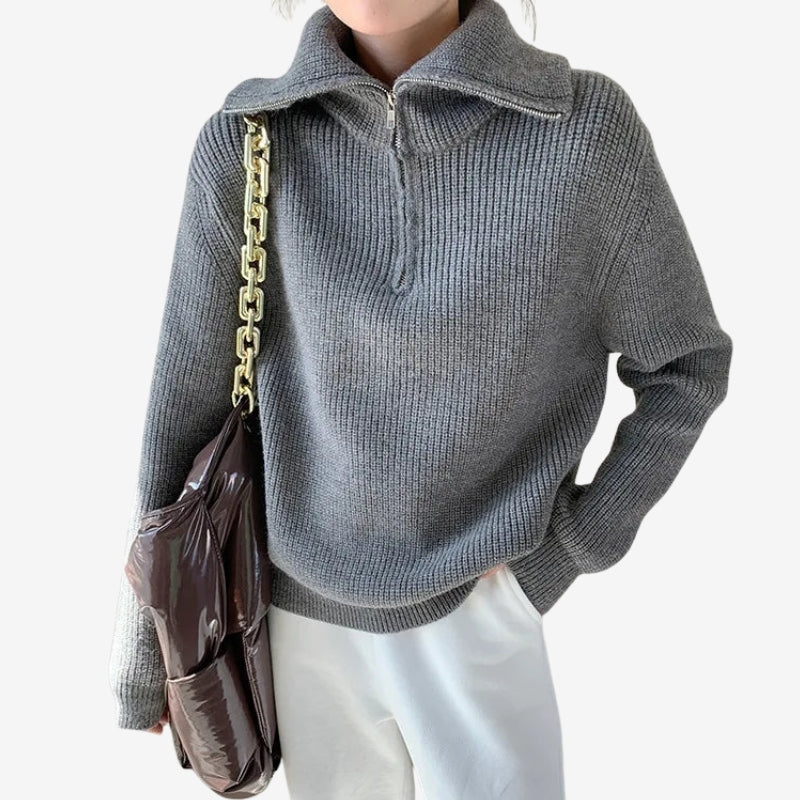 Sienna – Maglione a maniche lunghe dalla vestibilità ampia con collo a zip