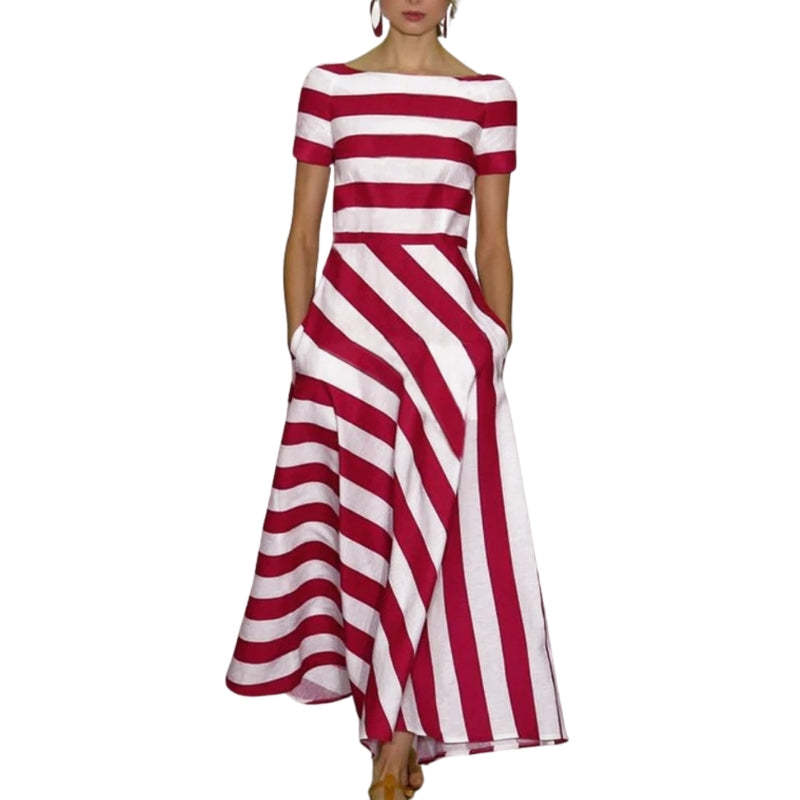 Ella - Robe maxi rayée en ligne A avec poches latérales